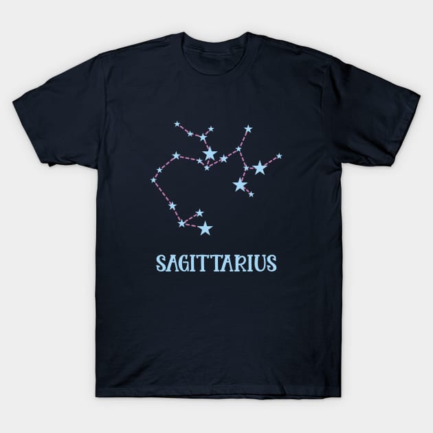 Sagittarius Zodiac Sign Constellation T-Shirt by Adrian's Outline